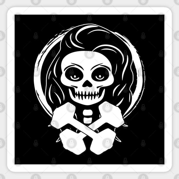 Personal Trainer Skull and Weights White Logo Sticker by Nuletto